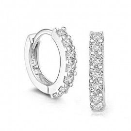 Latest Fashion Women 925 Sliver Circular Earring with Crystal Luxury All Match Party Business Office Ladies Circle Ear Buckle