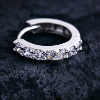 Latest Fashion Women 925 Sliver Circular Earring with Crystal Luxury All Match Party Business Office Ladies Circle Ear Buckle