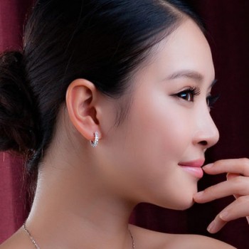 Latest Fashion Women 925 Sliver Circular Earring with Crystal Luxury All Match Party Business Office Ladies Circle Ear Buckle