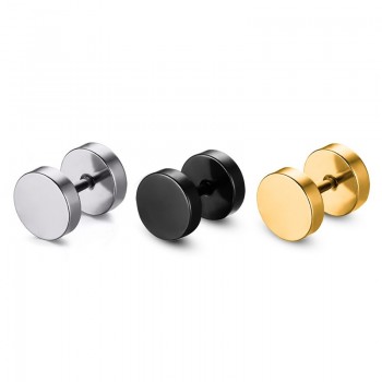 Alisouy Wholesale Fashion Black Silver Stainless Steel Earrings Women Mens Barbell Dumbbell Punk Gothic Stud Earring For men