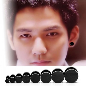 Alisouy Wholesale Fashion Black Silver Stainless Steel Earrings Women Mens Barbell Dumbbell Punk Gothic Stud Earring For men