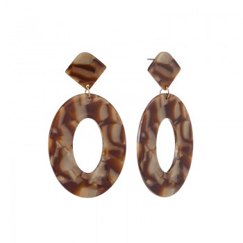 2018 Fashion ZA Jewelry Acrylic Resin Oval Dangle Earrings For Women Geometry Big Circle Tortoiseshell Earrings Acetate Brincos