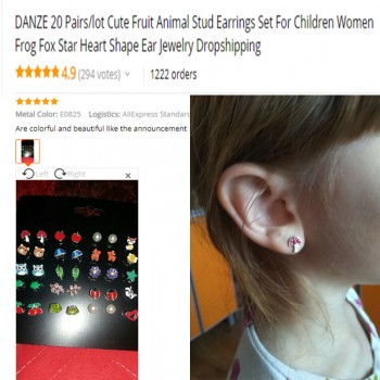 DANZE 20 Pairs/lot Cute Fruit Animal Stud Earrings Set For Children Women Frog Fox Star Heart Shape Ear Jewelry Dropshipping