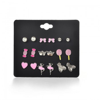 DANZE 20 Pairs/lot Cute Fruit Animal Stud Earrings Set For Children Women Frog Fox Star Heart Shape Ear Jewelry Dropshipping