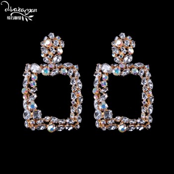Dvacaman New Handmade Crystal Za Jewelry Womens Earrings 2018 Wedding Party Dangle Drop Earrings Metal Accessory Pendientes AC7
