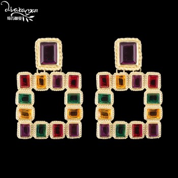 Dvacaman New Handmade Crystal Za Jewelry Womens Earrings 2018 Wedding Party Dangle Drop Earrings Metal Accessory Pendientes AC7