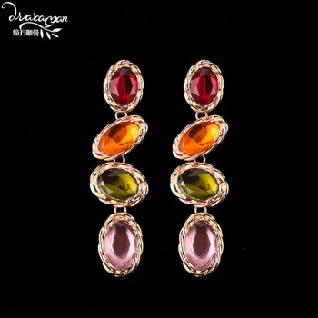 Dvacaman New Handmade Crystal Za Jewelry Womens Earrings 2018 Wedding Party Dangle Drop Earrings Metal Accessory Pendientes AC7