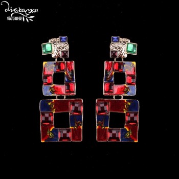 Dvacaman New Handmade Crystal Za Jewelry Womens Earrings 2018 Wedding Party Dangle Drop Earrings Metal Accessory Pendientes AC7