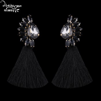 Dvacaman Brand Ethnic Long Tassel Earrings Women 2018 Boho Colorful Crystal Rhinestone Drop Women Statement Party Jewelry YY17