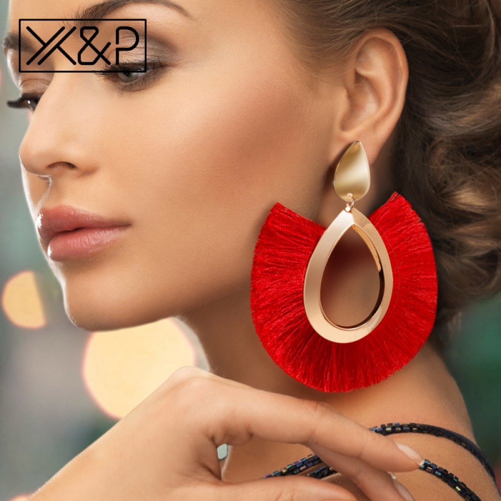Xamp;P Bohemian Big Tassel Drop Earrings For Women Lady Female Fringe Handmade Brincos Statement Fashion Woman Earring 2018 Jewelry