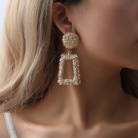 New 2018 Handmade fashion simple geometric circular exaggeration long earrings girls popular Stud earrings temperament women