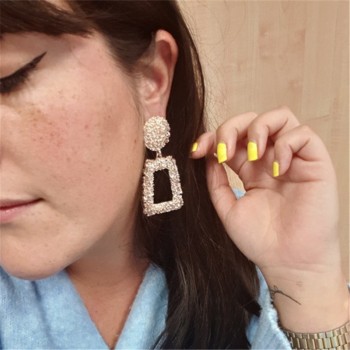 New 2018 Handmade fashion simple geometric circular exaggeration long earrings girls popular Stud earrings temperament women