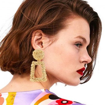 New 2018 Handmade fashion simple geometric circular exaggeration long earrings girls popular Stud earrings temperament women