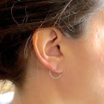 Domino Handmade Open Circle Stud Earrings jewelry minimalist geometric Front back
