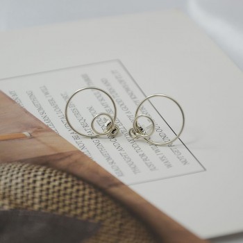 Domino Handmade Open Circle Stud Earrings jewelry minimalist geometric Front back