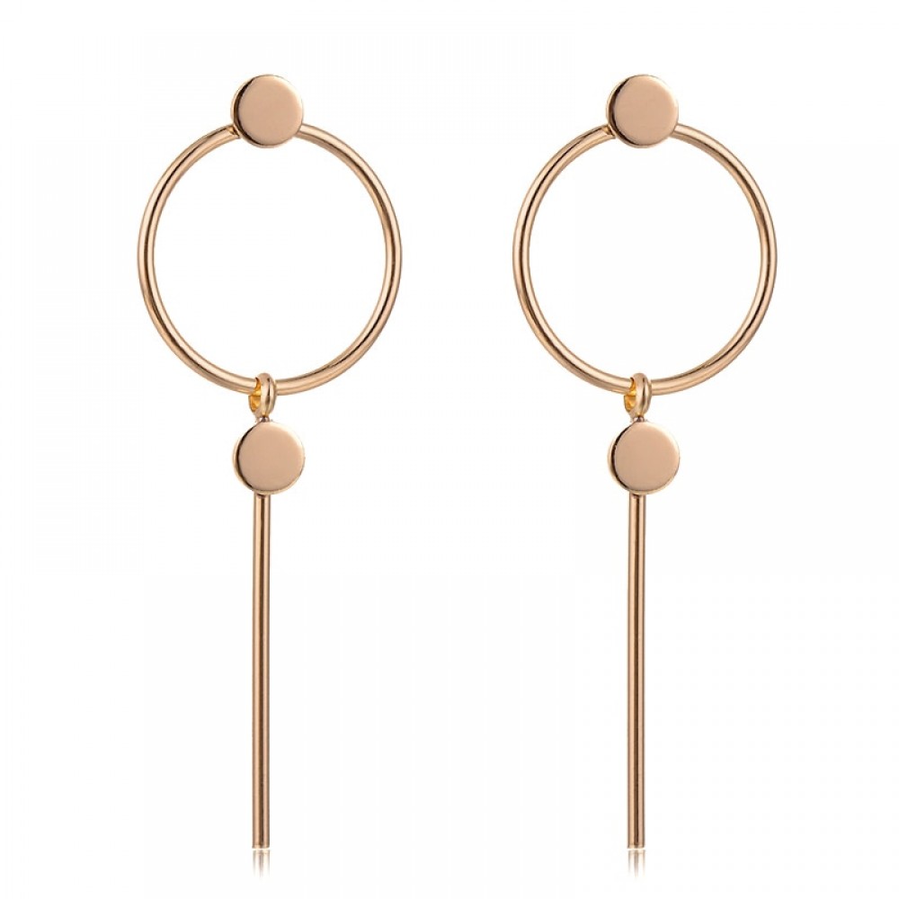 SUKI BTS Round Circle Stick Metal Charm Female Fashion Earrings 2018 Jewelry for Women Wedding Party Date Decor Stud Earrings