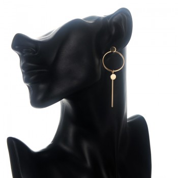 SUKI BTS Round Circle Stick Metal Charm Female Fashion Earrings 2018 Jewelry for Women Wedding Party Date Decor Stud Earrings