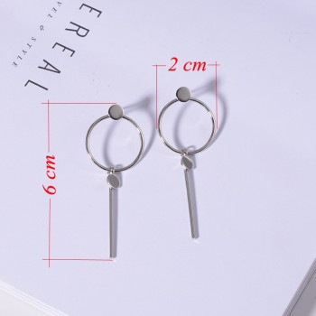 SUKI BTS Round Circle Stick Metal Charm Female Fashion Earrings 2018 Jewelry for Women Wedding Party Date Decor Stud Earrings