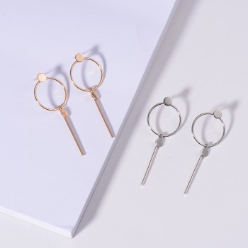 SUKI BTS Round Circle Stick Metal Charm Female Fashion Earrings 2018 Jewelry for Women Wedding Party Date Decor Stud Earrings