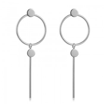 SUKI BTS Round Circle Stick Metal Charm Female Fashion Earrings 2018 Jewelry for Women Wedding Party Date Decor Stud Earrings