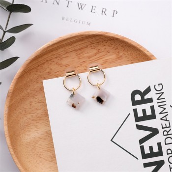 Simple Caramel color Acetate Earrings Fashion Geometric Leopard Earrings Exaggerated Transparent Acrylic Wooden Earrings Female