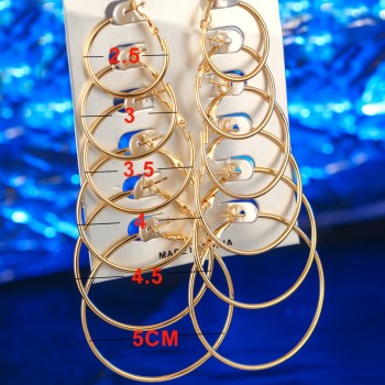 Hesiod Fashion New 6 Pairs/Set Gold Silver Small Big Circle Hoop Earrings for Women Steampunk Round Earring Sets