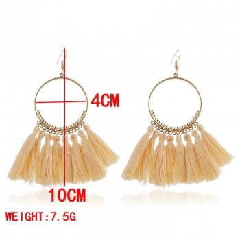 LZHLQ Tassel Earrings For Women Ethnic Big Drop Earrings Bohemia Fashion Jewelry Trendy Cotton Rope Fringe Long Dangle Earrings