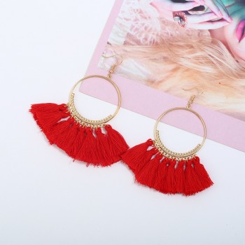 LZHLQ Tassel Earrings For Women Ethnic Big Drop Earrings Bohemia Fashion Jewelry Trendy Cotton Rope Fringe Long Dangle Earrings