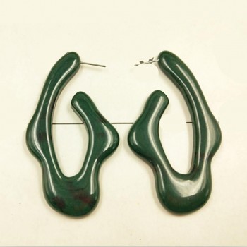 AOMU New Dark Green Geometric Round Big Circle Acrylic Statement Long Drop Earrings Acetic Acid Stone Earrings for Women Girl