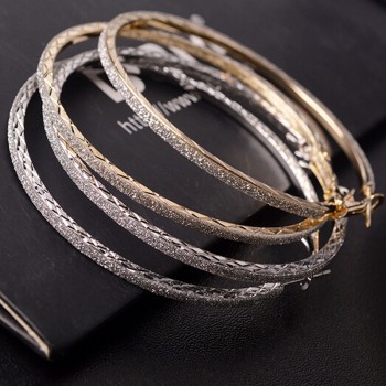 Hot 1pair New 5CM Hoop Round  Earrings Fashion Big Round Hoop Earrings Elegant Simple Pierced Silver/Gol Evening Party 2019