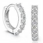 1 Pair Silvering Plated Huggies Earrings Small Round Rhinestones Hoop Earrings Womens Hot Fashion Jewelry Gifts Free Shipping