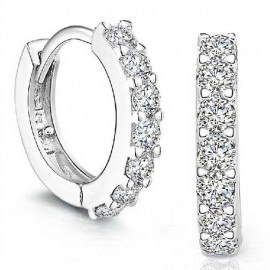 1 Pair Silvering Plated Huggies Earrings Small Round Rhinestones Hoop Earrings Womens Hot Fashion Jewelry Gifts Free Shipping