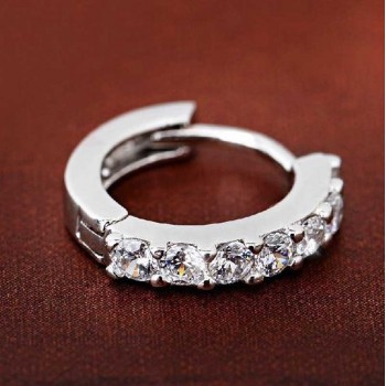1 Pair Silvering Plated Huggies Earrings Small Round Rhinestones Hoop Earrings Womens Hot Fashion Jewelry Gifts Free Shipping