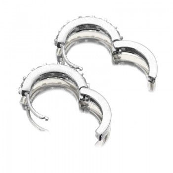 1 Pair Silvering Plated Huggies Earrings Small Round Rhinestones Hoop Earrings Womens Hot Fashion Jewelry Gifts Free Shipping