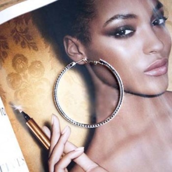 JZTOP  Big Crystal Hoop Earrings Large Classic Full Rhinestone Circle Earring For Women Party Round Trendy Brinco