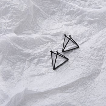 Europe and America Minimalist Punk Earrings Set for Women Geometric 3D Triangle Hollow Polygon Earrings Brincos Party Jewelry JH