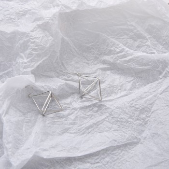 Europe and America Minimalist Punk Earrings Set for Women Geometric 3D Triangle Hollow Polygon Earrings Brincos Party Jewelry JH