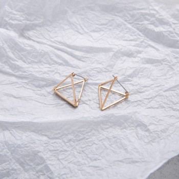 Europe and America Minimalist Punk Earrings Set for Women Geometric 3D Triangle Hollow Polygon Earrings Brincos Party Jewelry JH