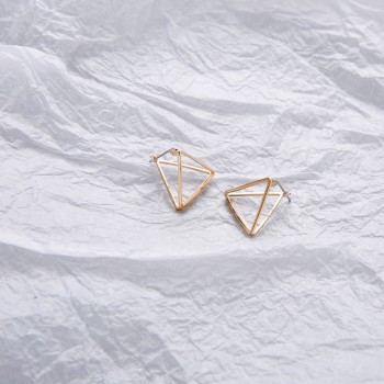 Europe and America Minimalist Punk Earrings Set for Women Geometric 3D Triangle Hollow Polygon Earrings Brincos Party Jewelry JH