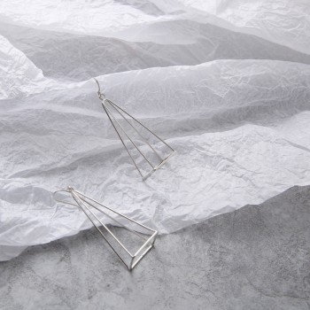 Europe and America Minimalist Punk Earrings Set for Women Geometric 3D Triangle Hollow Polygon Earrings Brincos Party Jewelry JH