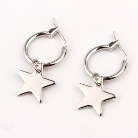 Endless Circle Geometry Star triangle Small Hoop Earrings With Pandent Silver Gold Color Simple Earring For Women Men Jewelry