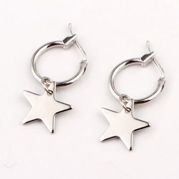 Endless Circle Geometry Star triangle Small Hoop Earrings With Pandent Silver Gold Color Simple Earring For Women Men Jewelry