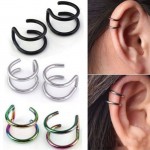 SHUANGR fashion 1 pair 5 style Punk Rock Ear Clip Cuff Wrap Earrings No piercing-Clip Hollow Out U Pattern Statement jewelry