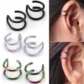 SHUANGR fashion 1 pair 5 style Punk Rock Ear Clip Cuff Wrap Earrings No piercing-Clip Hollow Out U Pattern Statement jewelry
