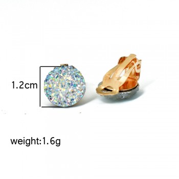 Chadestinty Gold Color Ear Clips Earrings For Women Jewelry Blue White Round Resin Cuff Earring Without Piercing Druzy Earrings