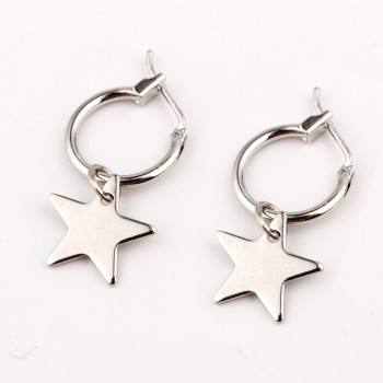 European Endless Circle Hoop Earrings Handmade Silver Gold Color Simple Star Earring For Women Men Chic Bijoux Jewelry Charms