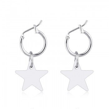 European Endless Circle Hoop Earrings Handmade Silver Gold Color Simple Star Earring For Women Men Chic Bijoux Jewelry Charms