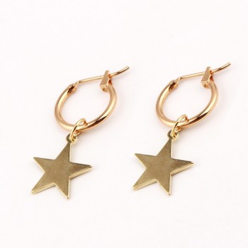 European Endless Circle Hoop Earrings Handmade Silver Gold Color Simple Star Earring For Women Men Chic Bijoux Jewelry Charms