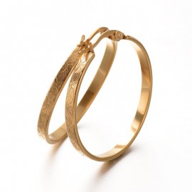Ladys 304 Stainless Steel Hoop Earrings, Golden, 35x3.5mm, Pin: 0.6x1.2mm