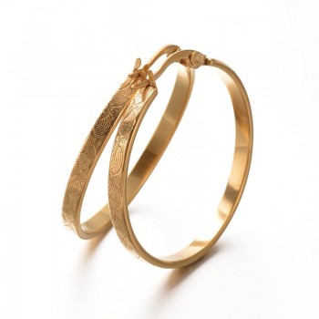 Ladys 304 Stainless Steel Hoop Earrings, Golden, 35x3.5mm, Pin: 0.6x1.2mm